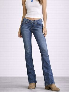 ADRIANO GOLDSCHMIED bootcut jeans style #HN1013-PUR med wash lowrise 25x35L tall